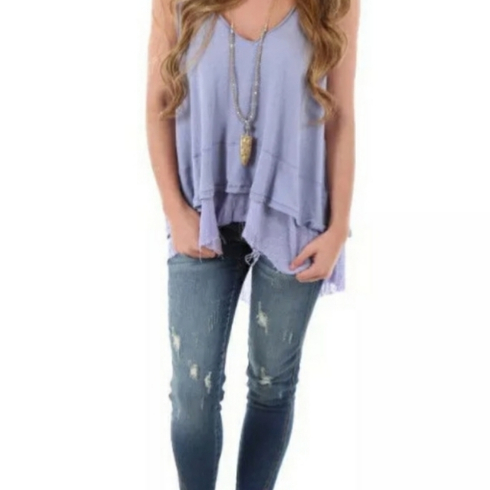 We The Free Sleeveless V-Neck Top Size S Lavender Flowy Boho Blouse